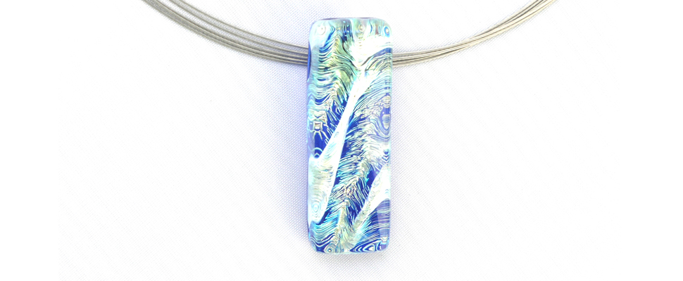  fusingschmuck halsketten dichroic blau